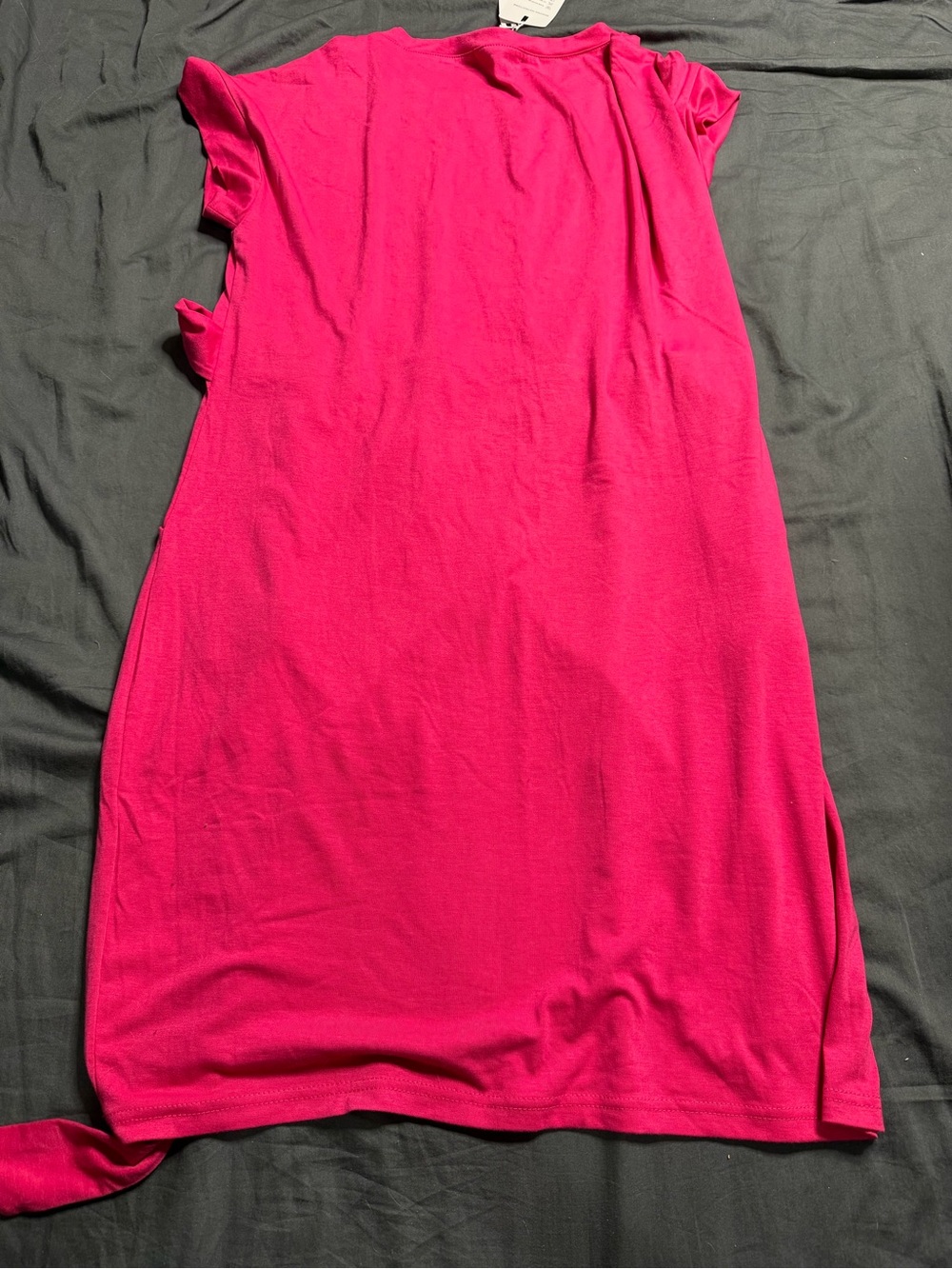 Relaxed Tie-Waist Midi Dress in Bright Pink - Picture 4 of 4